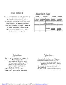 Caso Clínico 1 Espectro de Ação Quinolonas Quinolonas