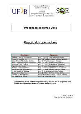 Processos seletivos 2015 Relação dos orientadores
