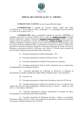 EDITAL DE CONVOCAÇÃO N.º 038/2013