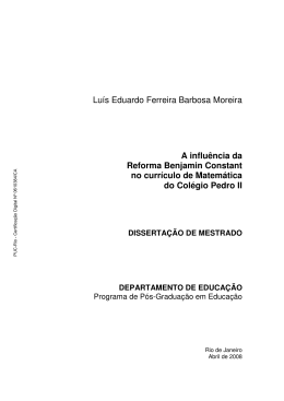 Luís Eduardo Ferreira Barbosa Moreira A influência da Reforma