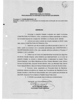 Despacho de Homologação - Procuradoria da República em Sergipe