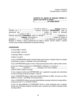 Contrato nº XXX/2015 Chamada Pública nº XXX/2015