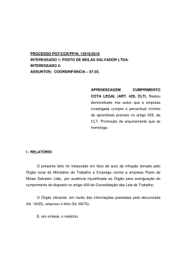 Processo PGT/CCR/nº 13516/2010 - Ministério Público do Trabalho
