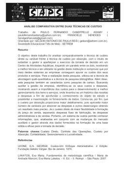 ANÁLISE COMPARATIVA ENTRE DUAS TÉCNICAS DE CUSTEIO