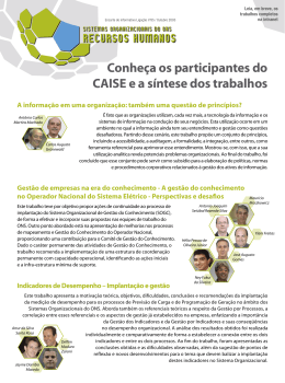 Conheça os participantes do CAISE e a síntese dos trabalhos