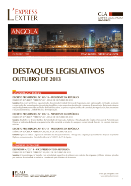 Angola - Destaques Legislativos Outubro de 2013