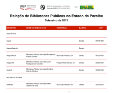 Relação de Bibliotecas Públicas no Estado da Paraíba