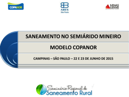 Saneamento no semiárido mineiro Modelo Copanor