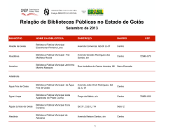Relação de Bibliotecas Públicas no Estado de Goiás