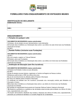 Formulário para Enquadramento de Entidade Imunes