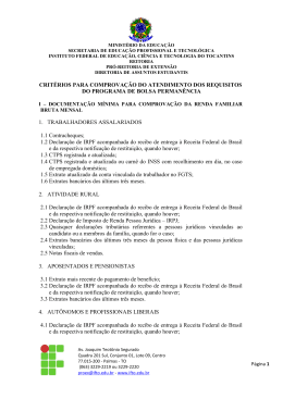 Documentação de Comprovação - Instituto Federal do Tocantins