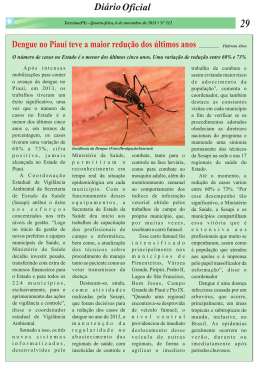 Dengue no Piauí teve a maior redução dos últimos anos