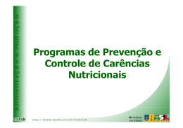 Programas de Prevenção e Controle de Carências Nutricionais