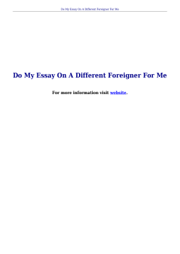Do My Essay On A Different Foreigner For Me PDF