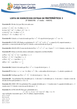 LISTA DE EXERCÍCIOS EXTRAS DE MATEMÁTICA 1 (4º