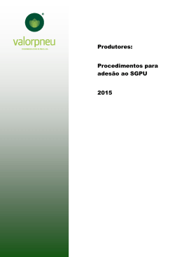 Produtores: Procedimentos para adesão ao SGPU 2015