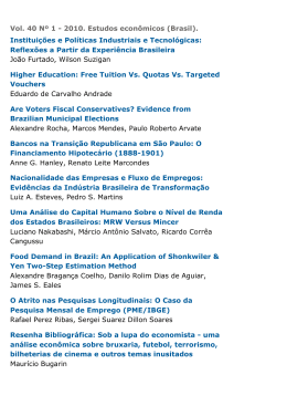 Vol. 40 Nº 1 - 2010. Estudos econômicos (Brasil). Instituições