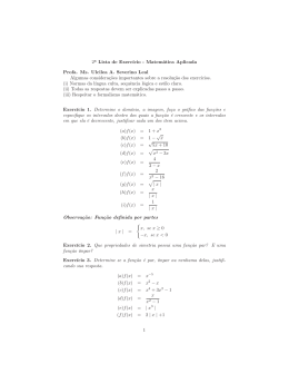 2a Lista de Exercício - Matemática Aplicada Profa. Ms. Ulcilea A