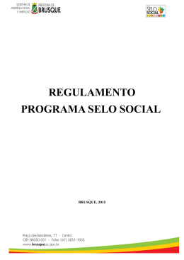 REGULAMENTO PROGRAMA SELO SOCIAL