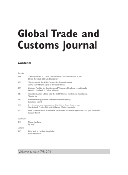 Global Trade and Customs Journal Contents