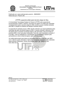 UTFPR suspende edital após terceira etapa do Sisu