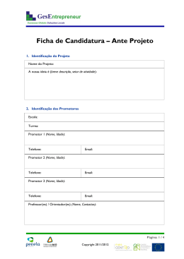 Ficha de Candidatura – Ante Projeto