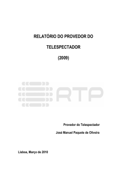 RELATÓRIO DO PROVEDOR DO TELESPECTADOR (2009)