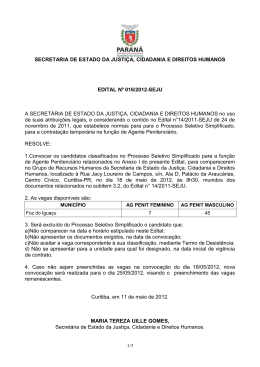 Edital Nº 016/2012 - Secretaria da Justiça, Cidadania e Direitos