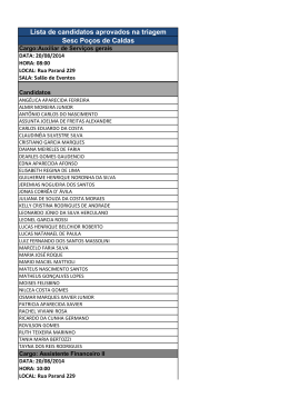 Lista de candidatos aprovados na triagem Sesc Poços de Caldas