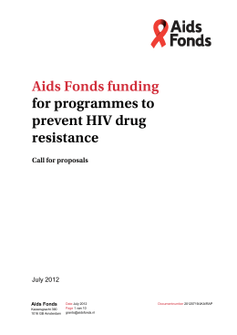 Aids Fonds funding for programmes to prevent HIV drug resistance