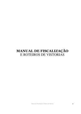 MANUAL DE FISCALIZAÇÃO E ROTEIROS DE VISTORIAS