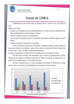 Protótipo 1 - Sistema CFB/CRB • Conselho Regional de