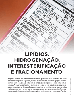 lipídios: hidrogenação, interesterificação e fracionamento