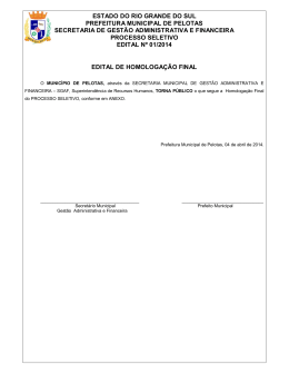 Edital Homologação Final - Prefeitura Municipal de Pelotas