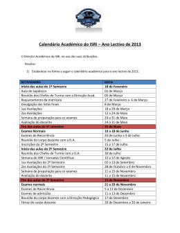 Calendário Académico do ISRI – Ano Lectivo de 2013