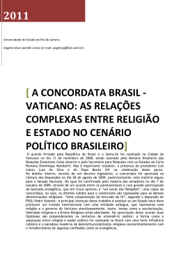 A concordata Brasil - Vaticano: as relações complexas entre