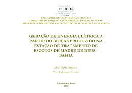 GERAÇÃO DE ENERGIA ELÉTRICA A PARTIR DO BIOGÁS