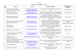 TCC II Organização dos trabalhos – 2013/1 Nr ord. Autores e