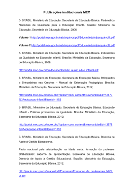 Publicações institucionais MEC - Secretaria Municipal de Educação