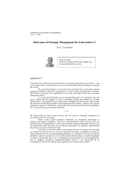 Relevance of Strategic Management for Universities (*) - Lirias
