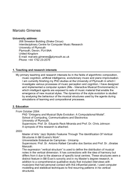 Curriculum Vitae - University of Plymouth Computer Music Research