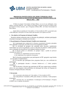 PROGRAMA INSTITUCIONAL DE APOIO À PESQUISA (PIAP