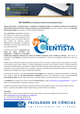 Ser Cientista na Faculdade de Ciências da Universidade de Lisboa