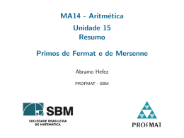 MA14 - Aritmética .2cm Unidade 15 Resumo .5cm Primos