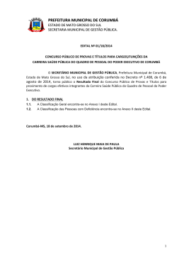 Edital 01/18/2014 - Prefeitura Municipal de Corumbá
