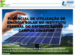 POTENCIAL DE UTILIZAÇÃO DE ENERGIA SOLAR NO