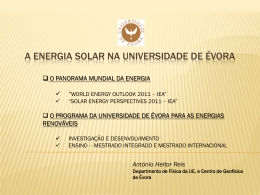 A energia solar na universidade de évora