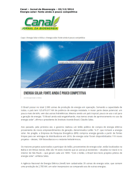 Canal – Jornal da Bioenergia – 02/12/2014 Energia solar: fonte