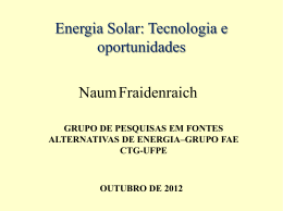 Energia Solar: Tecnologia e Oportunidades