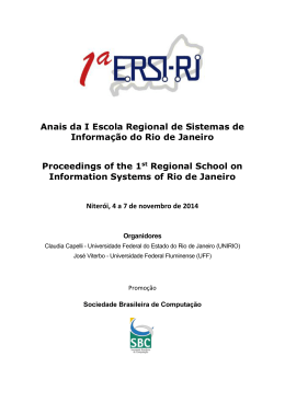 Anais da I Escola Regional de Sistemas de Informação do Rio de